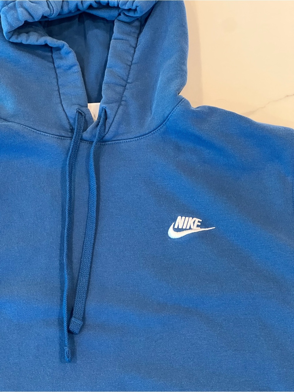 Nike Royal Blue Men's Hooded Sweatshirt with Small White Logo